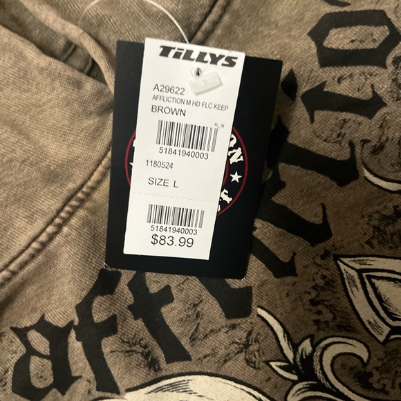 Affliction Men's Tan Skull Wing Hoodie - Picture 3 of 4